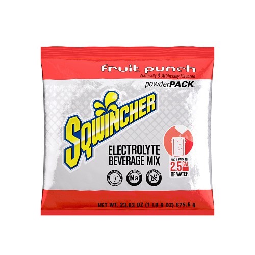 Sqwincher® 159016042 PowderPack Sports Drink Mix, Fruit Punch, Powder Mix, 2.5 gal Yield