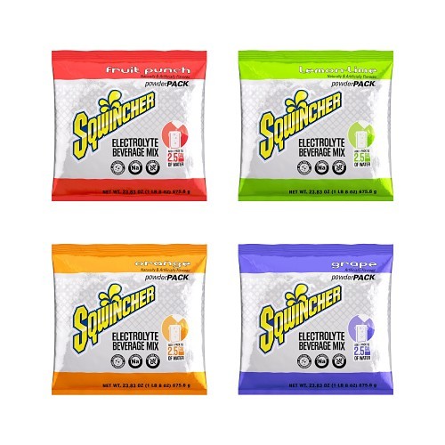 Sqwincher® 159016044 PowderPack Sports Drink Mix, Assorted Flavors: Fruit Punch, Grape, Lemon-Lime, Orange, Powder Mix, 2.5 gal Yield