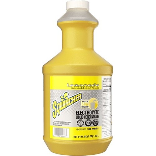 Sqwincher® 159030323, Lemonade Flavor Sports Drink Mix, 64 oz, Bottle, 5 gal Yield, Liquid Concentrate
