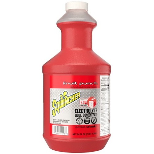 Sqwincher® 159030325, Fruit Punch Flavor Sports Drink Mix, 64 oz, Bottle, 5 gal Yield, Liquid Concentrate