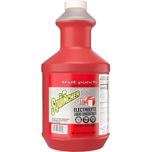 Sqwincher® 159030325, Fruit Punch Flavor Sports Drink Mix, 64 oz, Bottle, 5 gal Yield, Liquid Concentrate