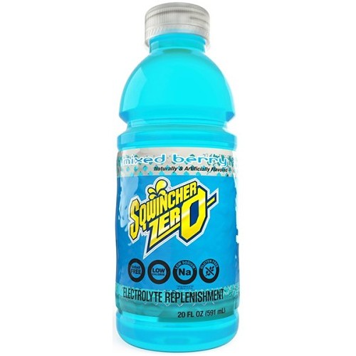 Sqwincher®  ZERO 159030804, Mixed Berry Flavor Sports Drink Mix, 20 oz Bottle, Ready To Drink, Zero Sugar