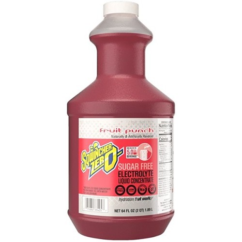 Sqwincher® ZERO 159050102, Fruit Punch Flavor Sports Drink Mix, 64 oz, Bottle, 5 gal Yield, Liquid Concentrate, Sugar Free