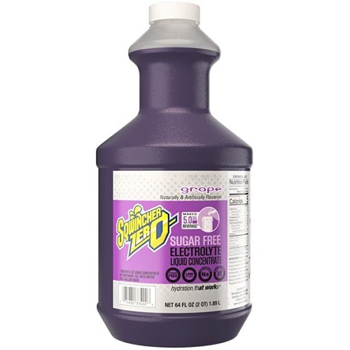 Sqwincher®  ZERO 159050103, Grape Flavor Sports Drink Mix, 64 oz, Bottle, 5 gal Yield, Liquid Concentrate