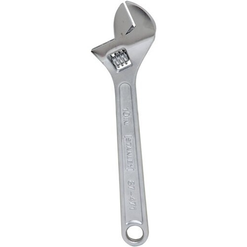 Stanley® Black & Decker Stanley® 163422 Adjustable Wrench, 1-3/16 in Wrench Opening, 10 in Overall Length, Steel, Chrome Plated