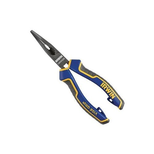 Stanley® Black & Decker Irwin® 1902420 Long Nose Plier, Bent/Serrated Jaw, 1-7/8 in Jaw Length, 19/32 in Jaw Width, Alloy Steel Jaw, 6-3/4 in Overall Length, 3/16 in Tip Width, Yes Cutter Included, No Non-Sparking, No Wire Stripper Included