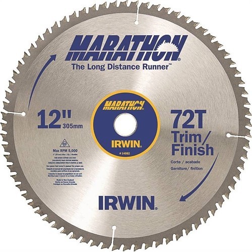 Stanley® Black & Decker Irwin® 6744874 Circular Saw Blade, 12 in Dia, 1 in Arbor, Carbide Blade, 72 Teeth