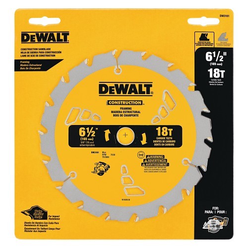 Stanley® Black & Decker DeWALT® DW3192 Circular Saw Blade, 7-1/4 in Dia, 0.045 in Thickness, 5/8 in Arbor, Steel Blade, 18 Teeth