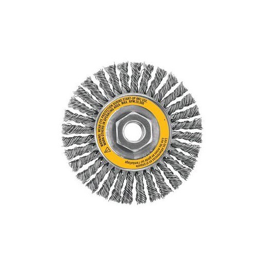 Stanley® Black & Decker DeWALT® DW4926 Wheel Brush, 4 in Brush Dia, 0.02 in Filament/Wire Diameter, Knotted, 5/8-11 in Arbor Hole