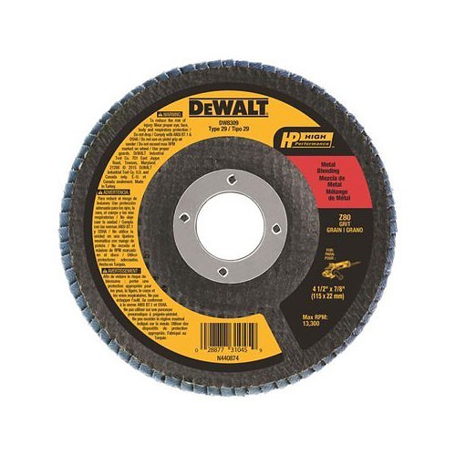 Stanley® Black & Decker Stanley® DW8309 Flap Disc, 4-1/2 in Disc Dia, 7/8 in Center Hole, 80 Grit, Medium Grade, Zirconia Alumina Abrasive, Contaminant-Free Disc