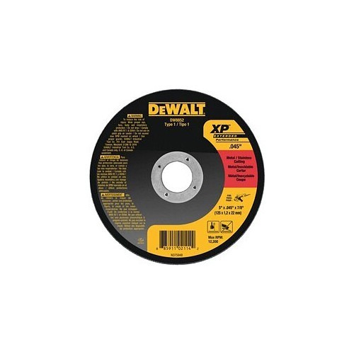 Stanley® Black & Decker DeWALT® DW8852 Cut-Off Wheel, 5 in Wheel Dia, 0.045 in Wheel Thickness, 0.875 in Center Hole, Z60T Grit, Zirconia Alumina Abrasive