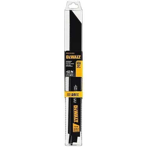 Stanley® Black & Decker DeWALT® DWA41812B25 Reciprocating Saw Blade, 12 in Length, 14 to 18 TPI, High Speed Steel Body