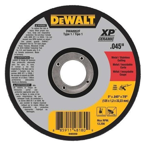 Stanley® Black & Decker Stanley® DWA8952F Cut-Off Wheel, 5 in Wheel Dia, 0.045 in Wheel Thickness, 7/8 in Center Hole, Aluminum Oxide Abrasive