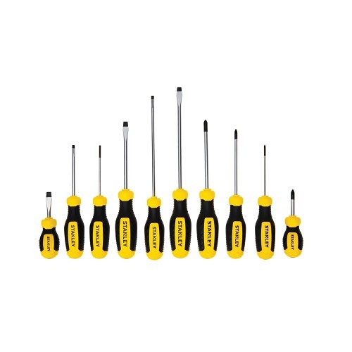 Stanley® STHT60799 Screwdriver Set, 10 Pieces, Bi-Material, Black Phosphate