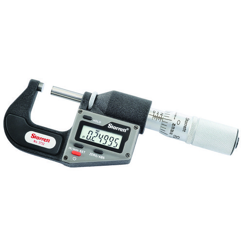 Starrett® Starrett® 12268 Outside Micrometer, Measuring Range: 0 to 25.4 mm, LCD Display, Carbide, Satin Chrome