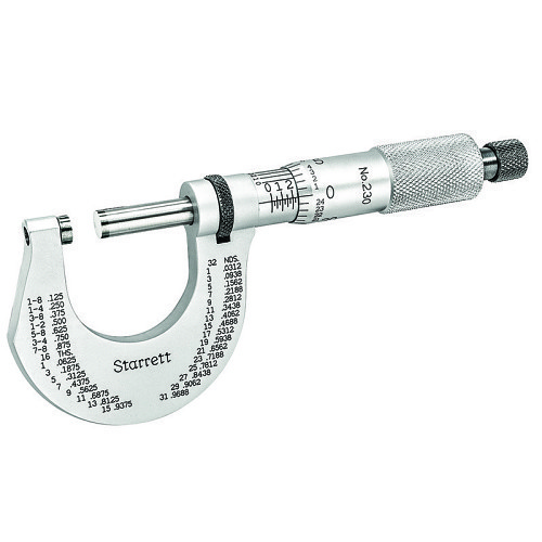 Starrett® Starrett® 50944 Outside Micrometer, Measuring Range: 0 to 1 in, Graduations: 0.0001 in, Carbide