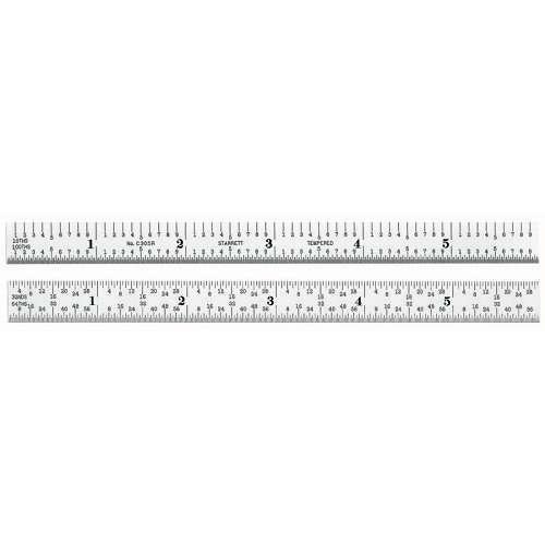 Starrett® Starrett® 51347 Rule, Graduations: 5R, Quick-Reading 10ths, Aircraft Quick-Reading 100ths, 32nds and 64ths, 6 in Length, Full-Flexible Steel, Satin Chrome