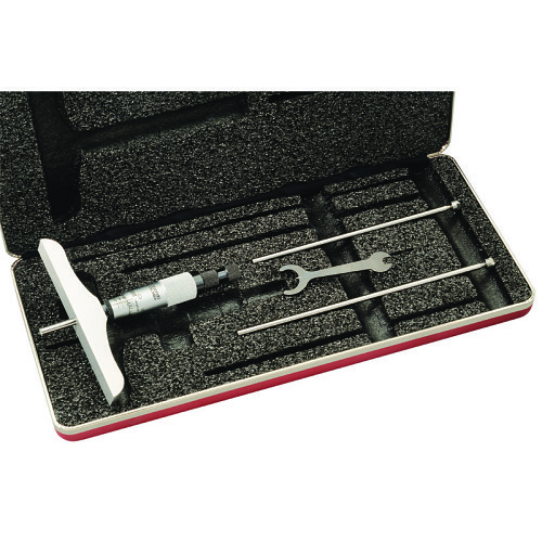 Starrett® Starrett® 52220 Depth Micrometer, Measuring Range: 0 to 3 in, Graduations: 0.001 in, Satin Chrome