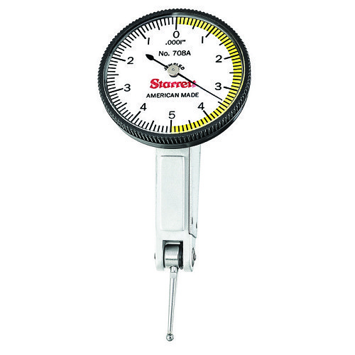 Starrett® Starrett® 64212 Dial Test Indicator, Measuring Range: 0.010 in, 0-5-0 Dial, Graduations: 0.0001 in, 1-3/8 in Dia Dial, 13/16 in L Tip