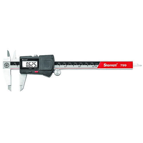 Starrett® Starrett® EC799A-6/150 Electronic Caliper, Measuring Range: 0 to 6 in, 5/8 in ID x 1-1/2 in OD Jaw Depth, Stainless Steel