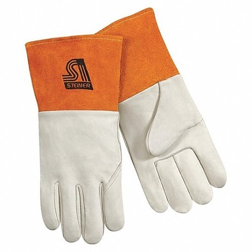 Steiner® 0217-L Welding Gloves, Large, #9, Cowhide Leather, Red, Gauntlet Cuff, 4 in Length, Left and Right