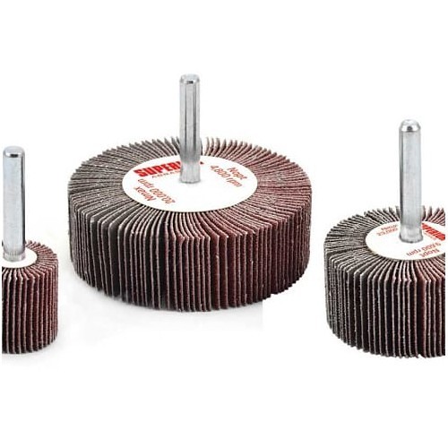 Flap Wheel, 3 in Wheel Dia, 2 in Face Width, 1/4 in Shank Dia, 80 Grit, Aluminum Oxide Abrasive