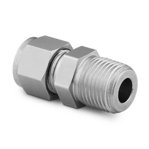 Swagelok® B-400-1-6 Pipe Male Connector, Fitting/Connector: Connector, 1/4 x 3/8 in Nominal, Tube OD x MNPT End Style, Brass