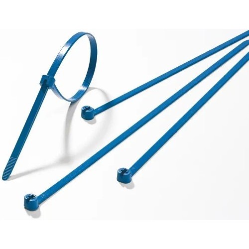 T&B® TY523M-PDT Cable Tie, 4 in Length, 2.3 mm Width, 0.9 mm Thickness, Polypropylene, Blue