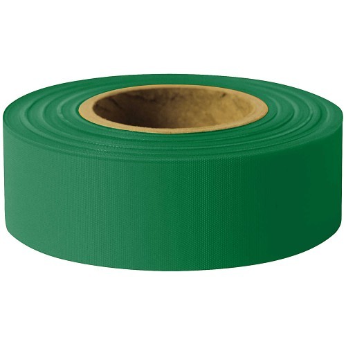 Flagging Tape, Green, 150 ft Length, 1-3/16 in Width, PVC, 4.5 mil Thickness