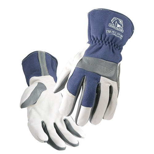 TILLMAN® T50M Welding Gloves, Medium, #8, Cotton, White/Gray/Blue, fleece