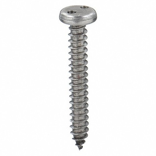 Tamper-Pruf 121580 Sheet Metal Screw, Imperial, #10 Diameter - Thread Size, 1-1/4 in Overall Length, Pan Head, Spanner Drive, 18-8 Stainless Steel, Plain Plated Finish, Pointed Point