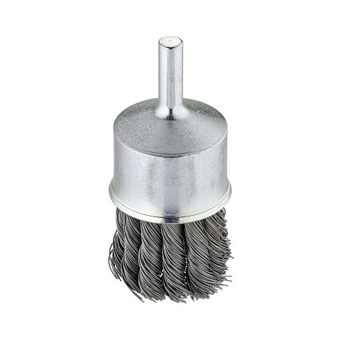 Tanis Brush 71324 End Brush, 1-1/8 in Brush Dia, Twisted Knot Wire, 0.014 in Filament/Wire Diameter, Carbon Steel Fill, 1-1/8 in Trim Length