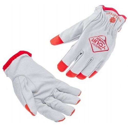 Tilsatec® GP1000WYHM Driver Gloves, Medium, Leather, Resists: Abrasion Hi-Viz Safety Message