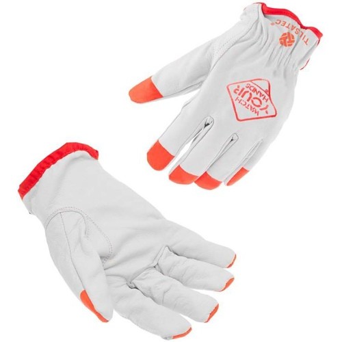 Tilsatec® GP1000WYHS Driver Gloves, Small, Leather, Resists: Abrasion Hi-Viz Safety Message