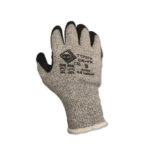 Tilsatec® TTP075L Flame Resistant Gloves, Large, FR Neoprene Coating, Dupont Kevlar, Knit Wrist Cuff, ANSI Cut-Resistance Level: A5, ANSI Puncture-Resistance Level: 3, Gray/Black, Seamless Knit