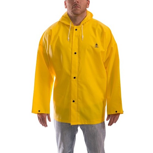 Tingley DuraScrim J56107-L Rain Jacket, Yellow, PVC on Polyester, 53 in Chest, Resists: Mildew, Large