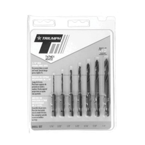Triumph® 45432 Jobber Length Drill Set, 1/16 in Min Drill Bit, 1/4 in Max Drill Bit, 82 deg Drill Point Angle, 7 Pieces, HSS, Black Oxide