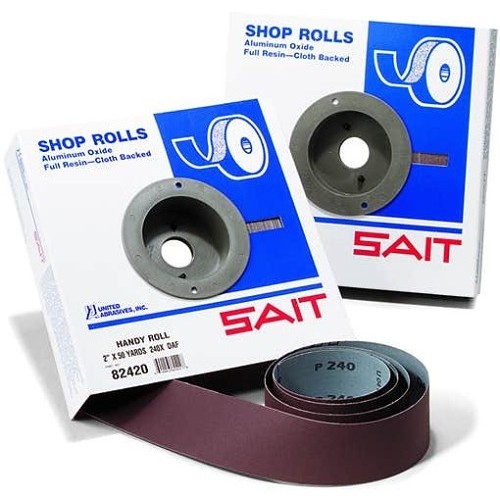 UA® SAIT® 81805 Handy Shop Roll, 50 yd Roll Length, 1 in Roll Width, 180 Grit, Aluminum Oxide Abrasive