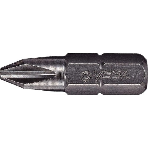 VEGA 125P1A Power Bit, Imperial, Phillips Point, #1 Point, 1 in Overall Length, Phillips, S2 Modified Steel