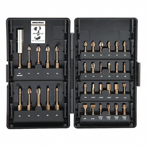 VEGA P34-1DB Screwdriver Bit Set, Yes, 1/4 in Hex, 34 Piece