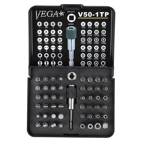 VEGA V50-1TP Screwdriver Bit Set, 1/4 in Hex, 50 Piece