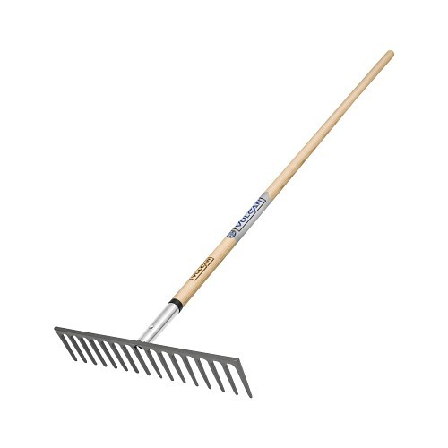 Vulcan Threaded Products 34550 Level Head Rake, 18 in Overall Width of Tines, 16 Tines, Steel Tine, Wood Handle