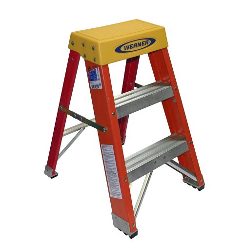 WERNER® 6202 Step Stool, 2 ft Ladder Height, 300 lb Load, Fiberglass