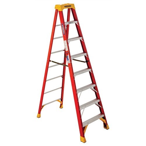 WERNER® 6356364 Step Ladder, 8 ft Ladder Height, 300 lb Load, Fiberglass