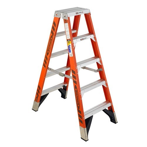 WERNER® T7405 Step Ladder, 5 ft Ladder Height, 375 lb Load, Fiberglass, 4 Steps