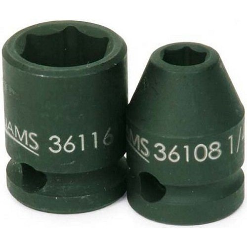 WILLIAMS 36132 Impact Socket, Yes Impact Rated, 3/8 in Drive, 1 in Socket, 6 Points