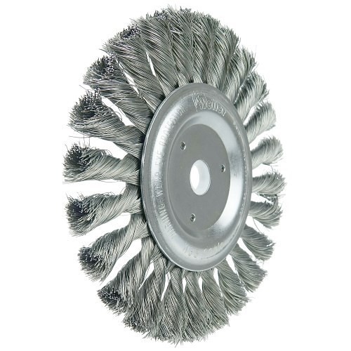 Weiler® Weiler® 08085 Twist Knot Wire Wheel, 6 in Wheel Dia, 9/16 in Wheel Thickness, 5/8 to 1/2 in Center Hole