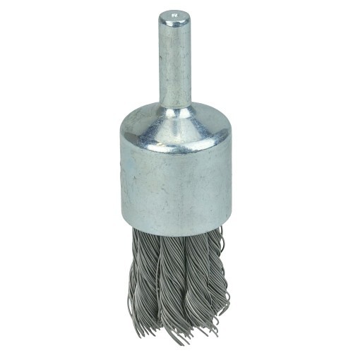 Weiler® 10026 End Brush, 3/4 in Brush Dia, Knot Wire, 0.02 in Filament/Wire Diameter, Steel Fill, 7/8 in Trim Length
