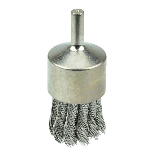 Weiler® 10392 Cup Brush, 1-1/8 in Brush Dia, 0.014 in Filament/Wire Diameter, Knot Wire, Stainless Steel Fill