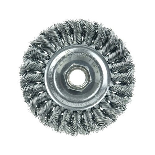 Weiler® 13120 Wheel Brush, 4 in Brush Dia, #20 Filament/Wire Diameter, 5/8 to 11 in Arbor Hole